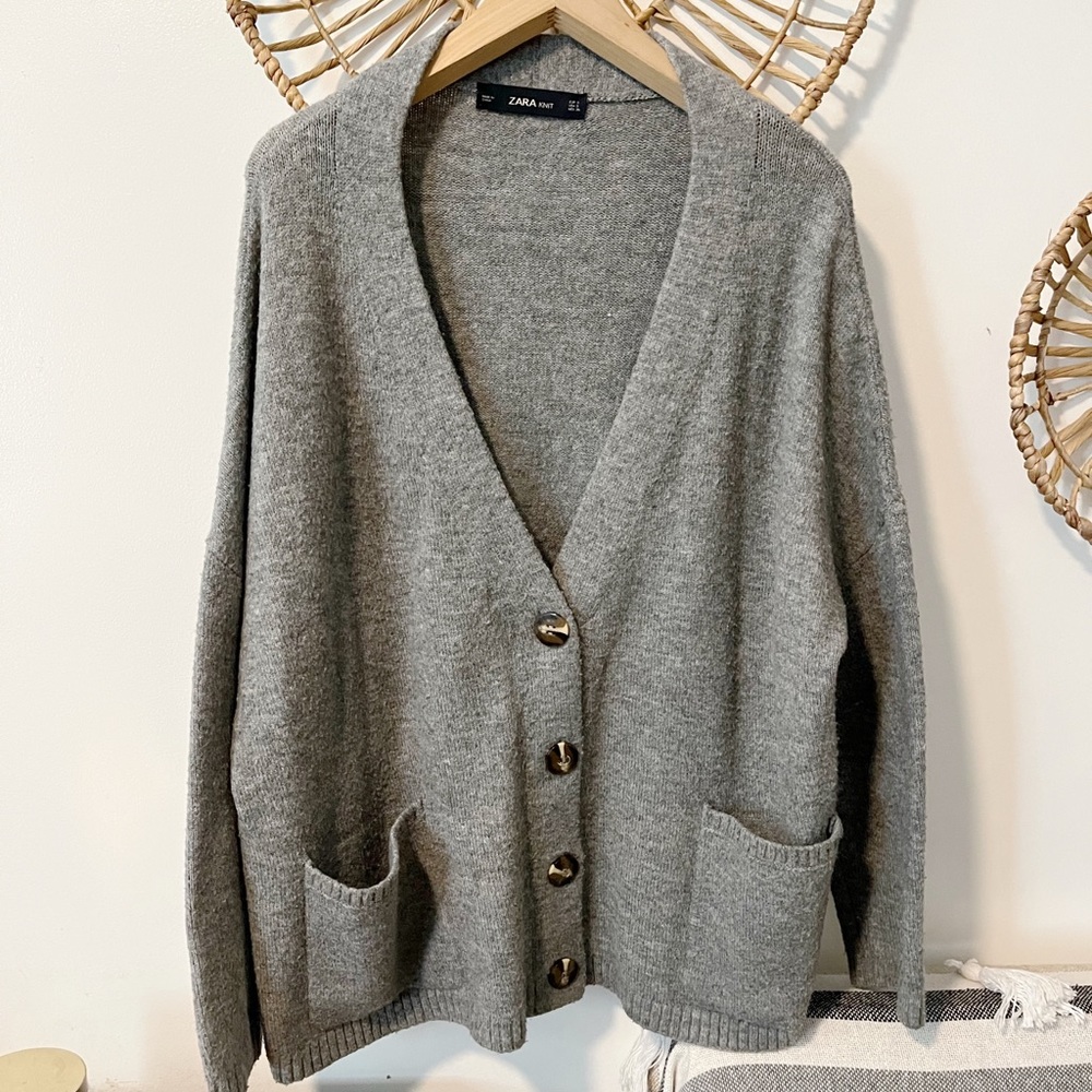Zara knit | gray cardigan sweater